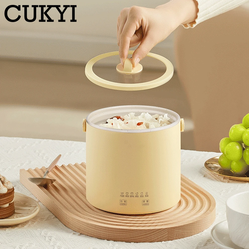 

CUKYI 800ml Electric Slow Cooker Stew Soup Pot Mini Hotpot Water Kettle Boile Porridge Boiling Machine Tea Maker Office Heater