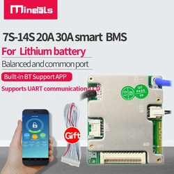 7S-14S Smart BMS 20A 30A 8S 9S 10S 11S 12S 13S Li-ion LiFePo4 Built-in Bluetooth Support Software Common Port Balance BMS PCM