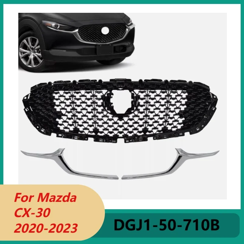 

Передняя решетка в сборе, подходит для Mazda CX-30 2020-2023, решетка в форме сот с хромированной накладкой, автомобильные аксессуары DGJ1-50-710B