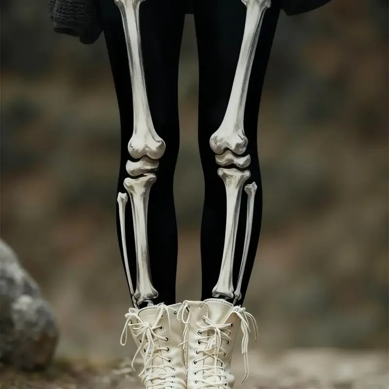 

Женские леггинсы со скелетом на Хэллоуин и 3D принтом, эластичные леггинсы для тренировок, тонкие колготки, сексуальные штаны для йоги, модные крутые брюки, модные