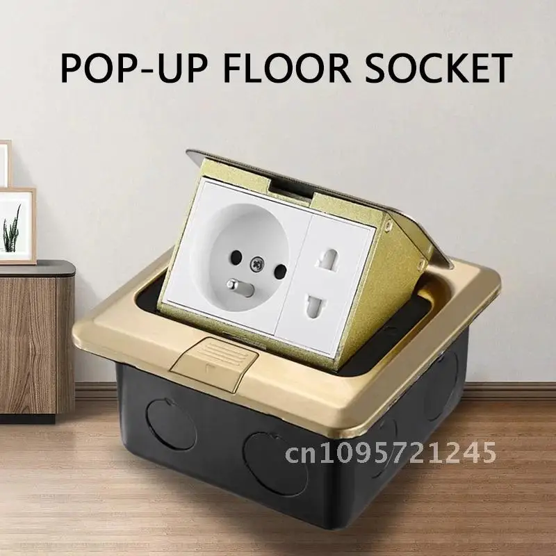 Pop-Up Desktop/Floor Socket EU/FR/US/UK/Universal Standard Metal Panel Aluminum Outlet Waterproof 250V Table Alloy Box 16A