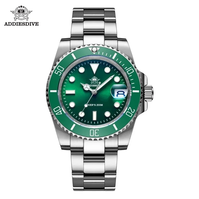 ADDIESDIVE H3 Men Stainless Steel Diving Quartz Watch Daily Waterproof Outdoor Sports Wristwatch for European American Business
