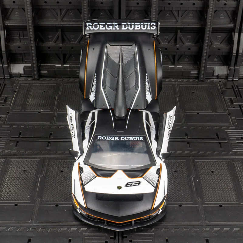 1:24 Lamborghini SCV12 modelo de coche de rally de aleación colección de adornos, puertas y capó de motor, maletero se puede abrir