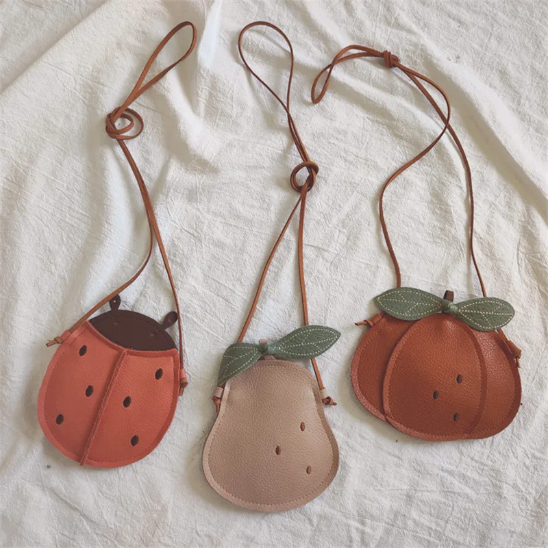 Highly Recommend ! Baby Cute Bags Pumpkin / Pear / Ladybug Cartoon Cute Kids Small Bags Wholesale Toddler Accessories