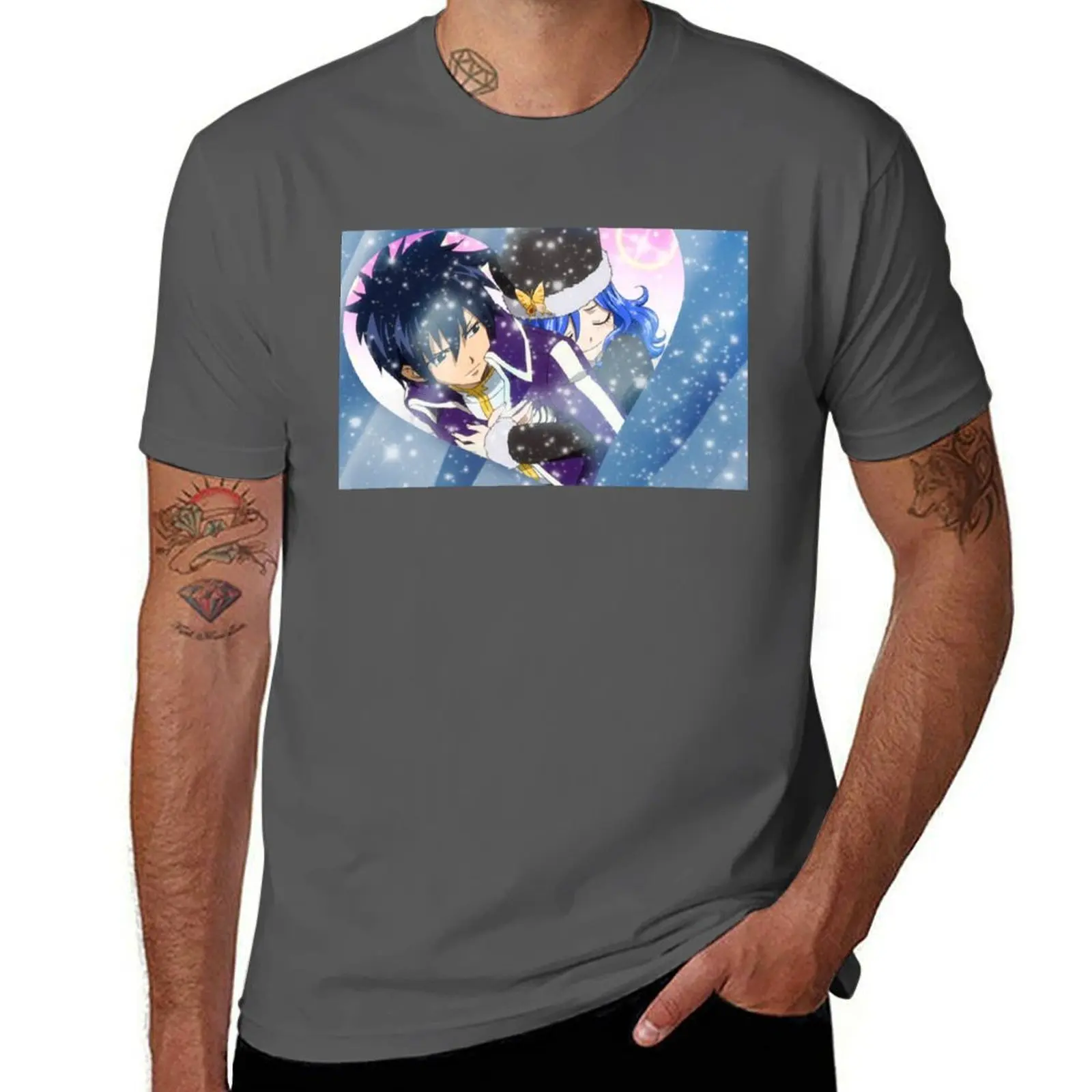 

Gray & Juvia Valentine T-Shirt man t shirt graphic anime t shirts oversize T-Shirt