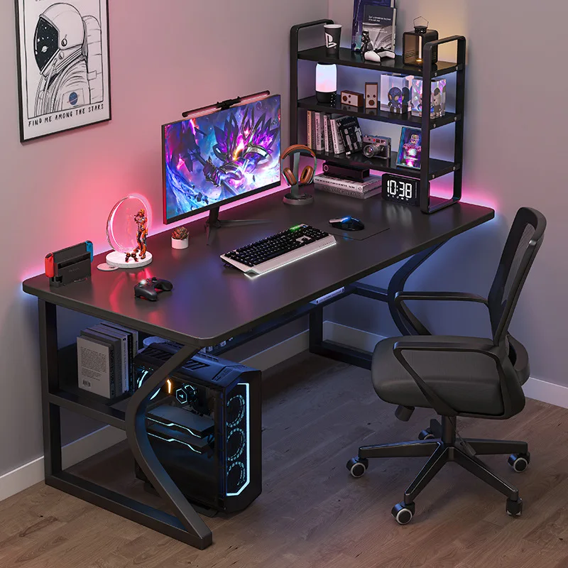 !@E-Sports Large Office Gaming Desk and Chair Set RGB Light Racing Gamer Table with LED Made