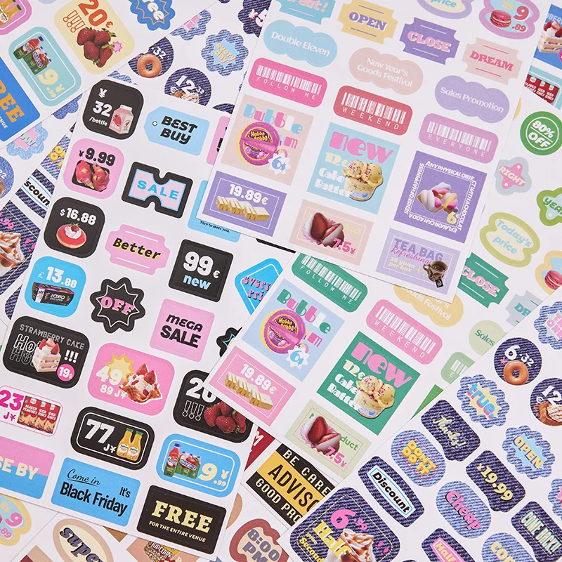 Cute Lovely Adhesive Paper Sticker, Institute Series Label, 8 Pacotes por Lote