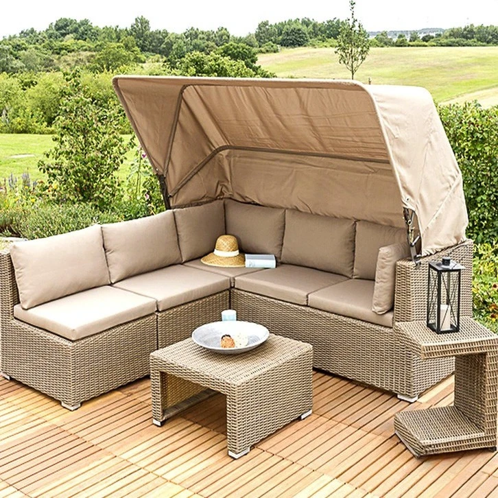 

Outdoor sofa with canopy bed rattan chair leisure bed and breakfast courtyard hotel