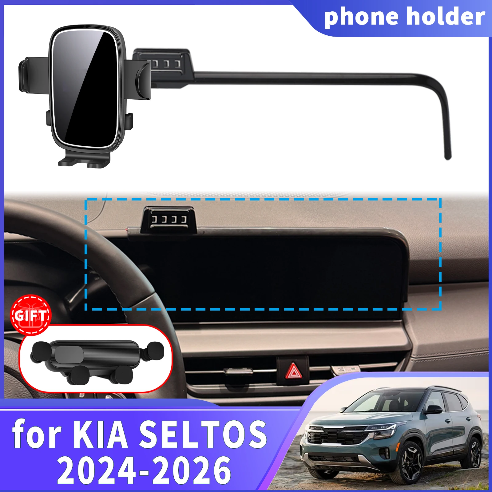 

Держатель для телефона и навигатора, подходит для KIA SELTOS 2024 2025 2026, индивидуальные автомобильные аксессуары
