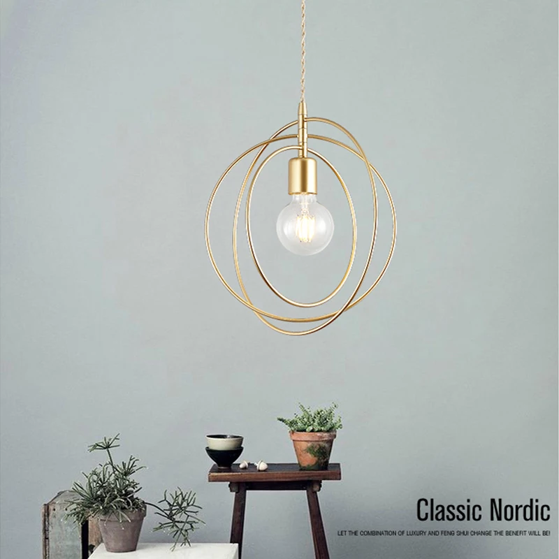 

Home Led Pendant Lights Golden E27 Hanging Lamp Living Room Indoor Lighting Decoration Lamps Kitchen Hanging Light Fixture