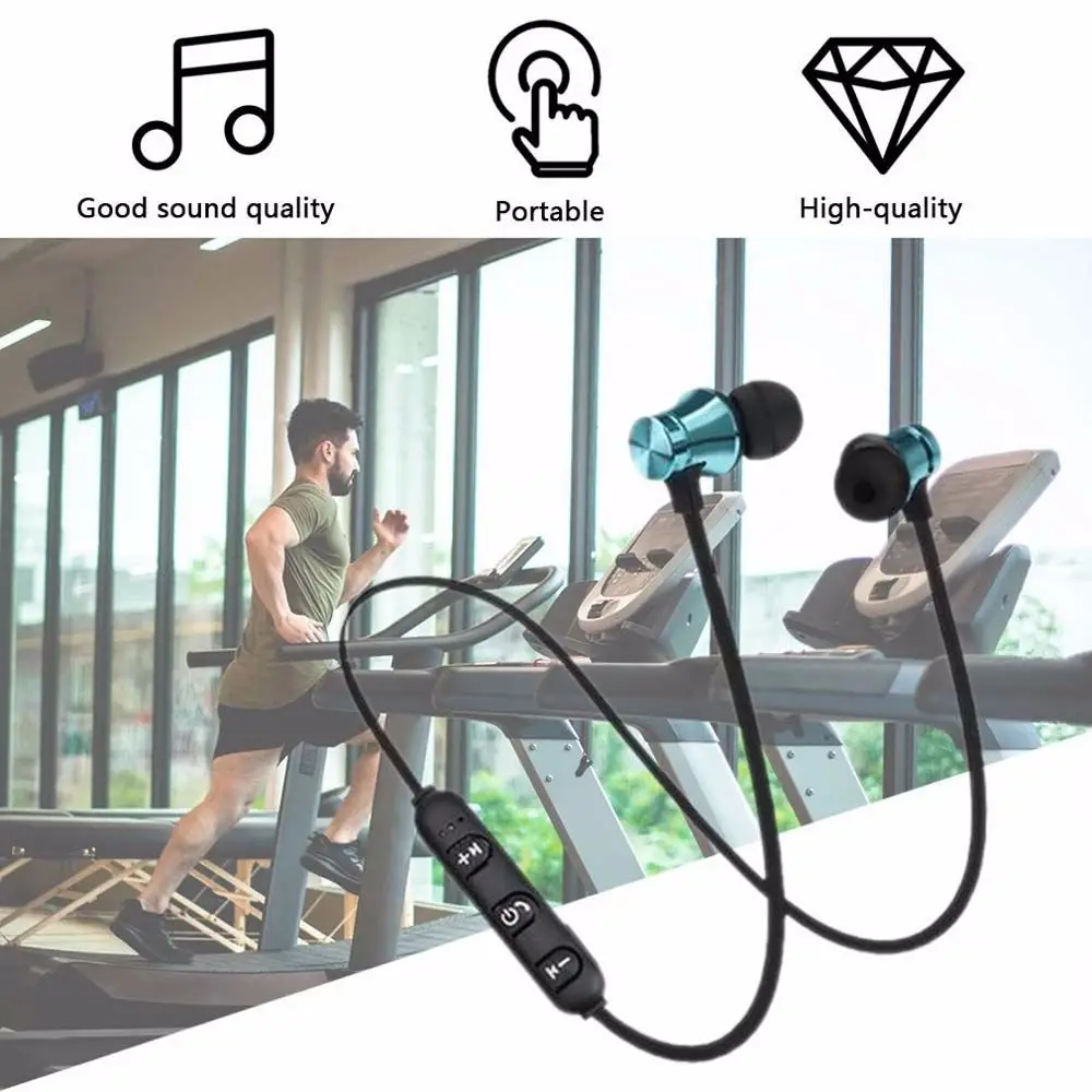 In-Ear Stereo Music Headset with Mic Handsfree Phone Neckband Hanging Neck Wireless Bluetooth Earphone Sport Earbuds Magnetic view 5