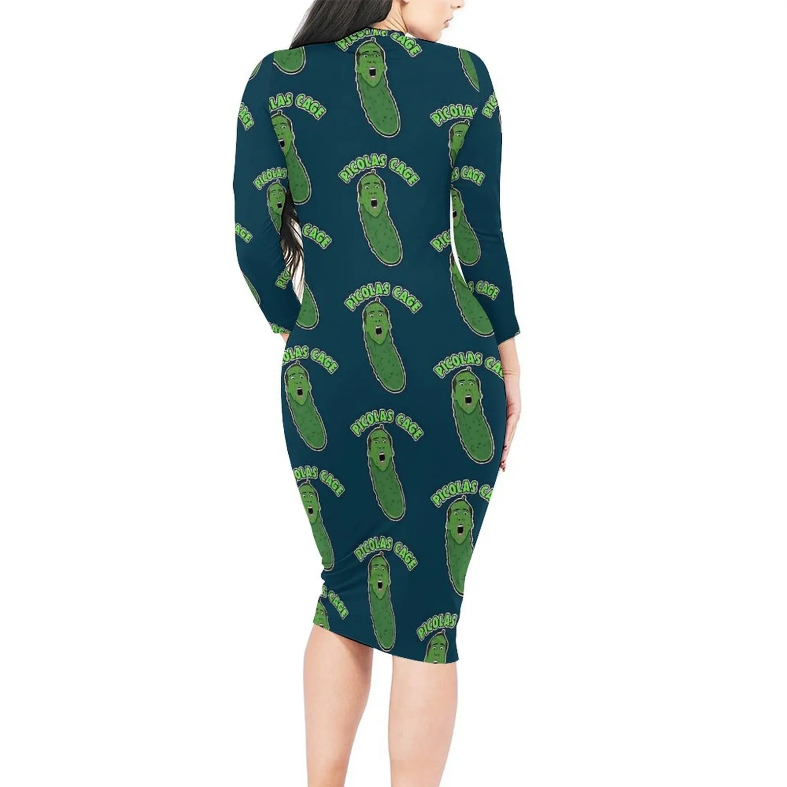 Picolas CageX Dress Women Nicolas Cage Street Style Bodycon Dress Spring Long Sleeve Elegant Dresses Design Big Size Vestido