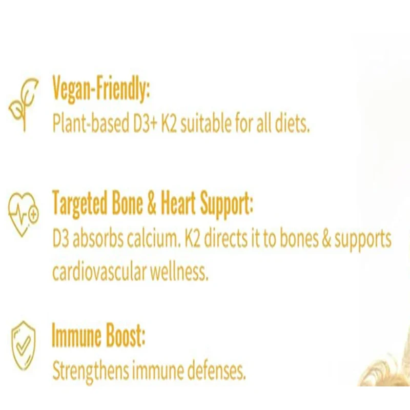 Vitamin D3 5000IU+K2 900Mcg Soft Capsules, 5000IU Plant-based Vitamin D3+150mcg MK7, Overall Health