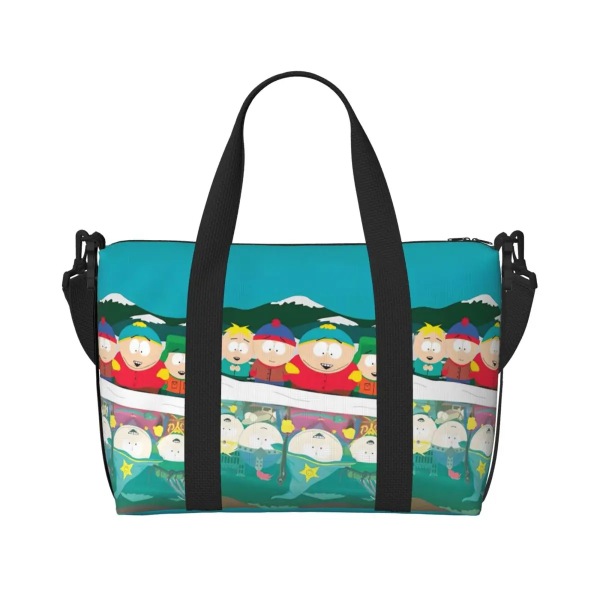 

Пользовательские S-South Park Пляжная большая сумка Женская мультяшная аниме Большое отделение Тренажерный зал Пляжные дорожные сумки