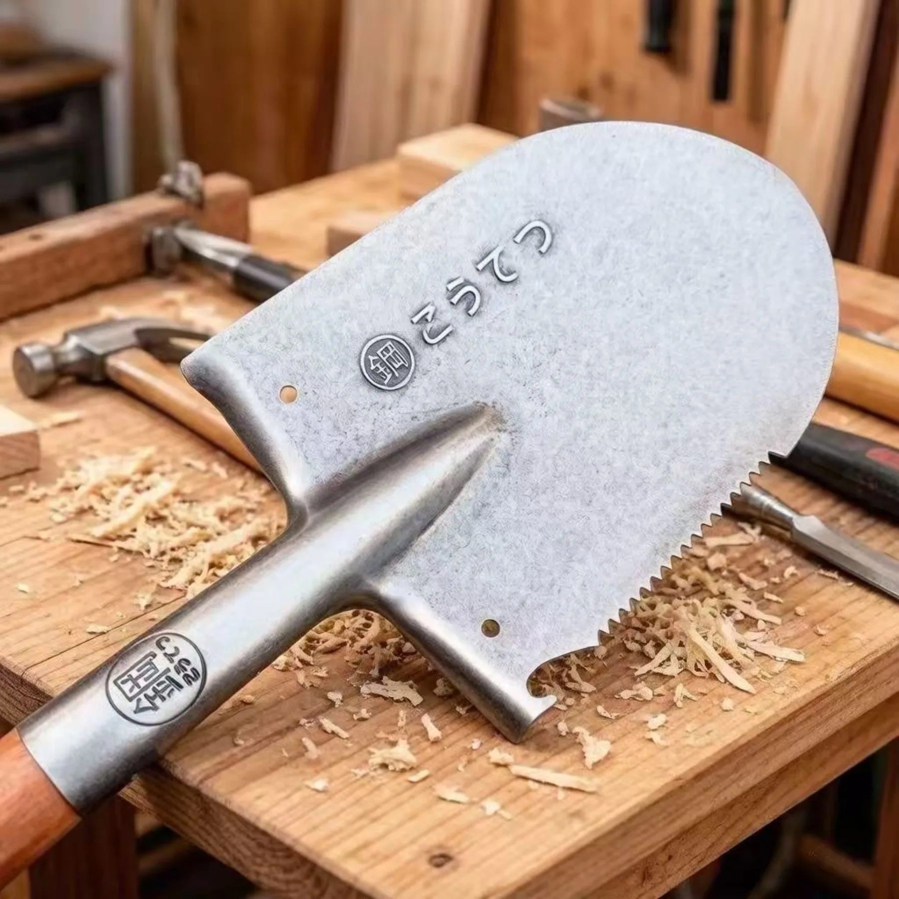 Gehärtete Manganstahl-Schaufel, Verstärkte Klinge mit Holzgriff für Outdoor-Camping und Militärische Zwecke – Detail 4