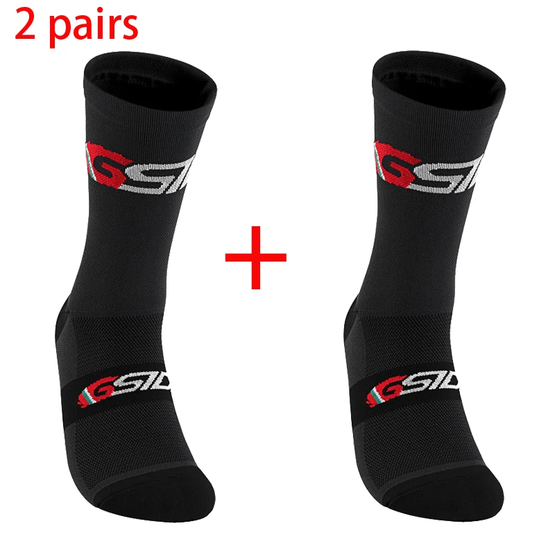 2 paar 2023 Neue Radfahren Socken Fahrrad Krankenschwester Kompression Rennrad Laufen Mtb Kniehohe Weiß Sport Lustige Marke schwarz – Detail 1