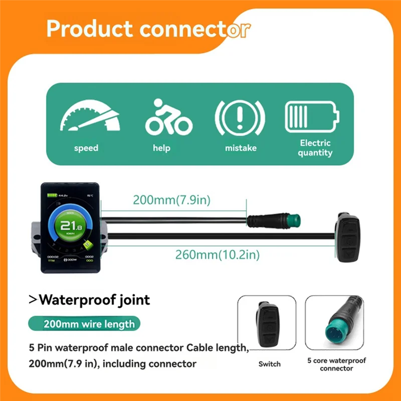 -MEOF vélo électrique affichage couleur KT TF02S 24V 36V 48V panneau de commande Intelligent affichage Ebike Kit