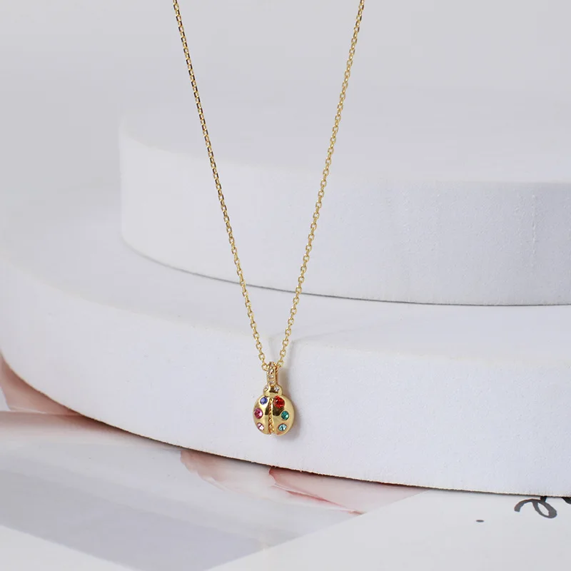 

Jewelry 1:1 40+8.5cm Gold Labybug Pendant Necklace For Women Best Gift to Wife Mom Girlfriend Love Jewelry