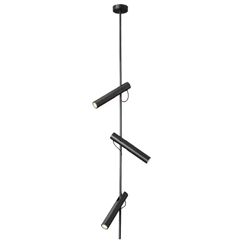 

Minimalist Italian Long Strip Spotlight Art Stainless Steel Hanging Rod Pendant Light for Living Room Office High-end Chandelier