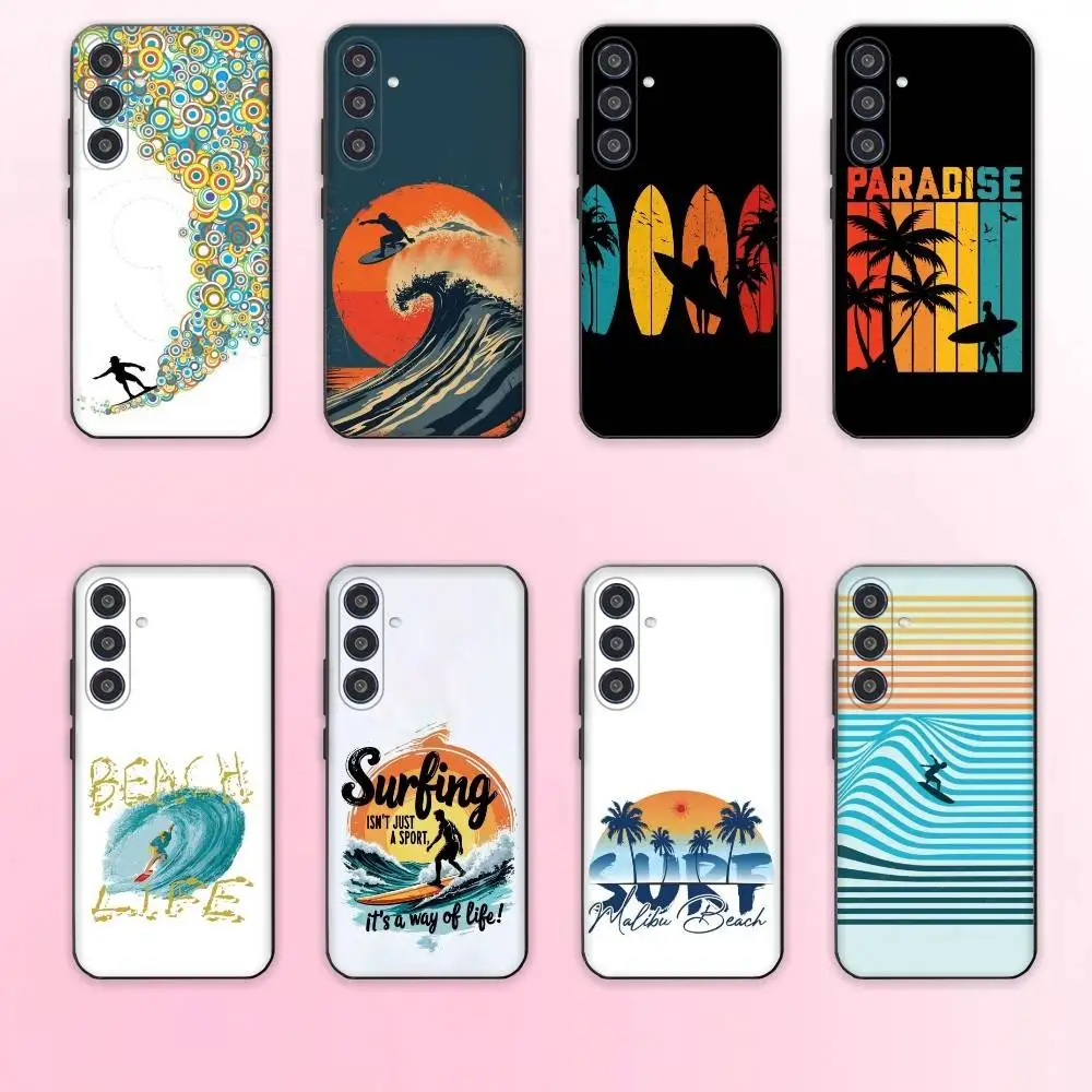 

Surf Beach Rips Curls Phone Case For Samsung Galaxy A73,A72,A71,A70,A53,A52,A51,Others Soft Black Cover