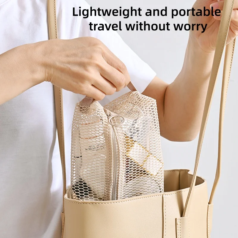 1pcs Skin Care Products Finishing Storage Grid Cosmetic Bag Portable Mesh Travel Storage Bag Sundries Transparent Storage Bag