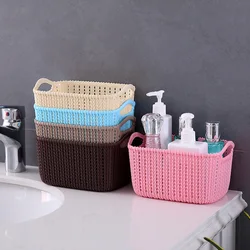 Imitation Rattan Plastic Uncovered Basket Handheld Storage Frame,Baskets for Organizing, Bathroom Cosmetics Storage Box