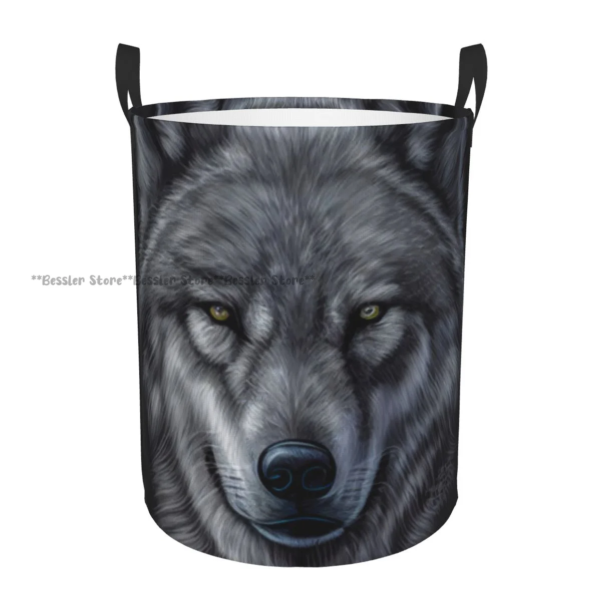 Wolf Illustration Waterproof Storage Bag Household Dirty Laundry Basket Folding Clothes Organizer