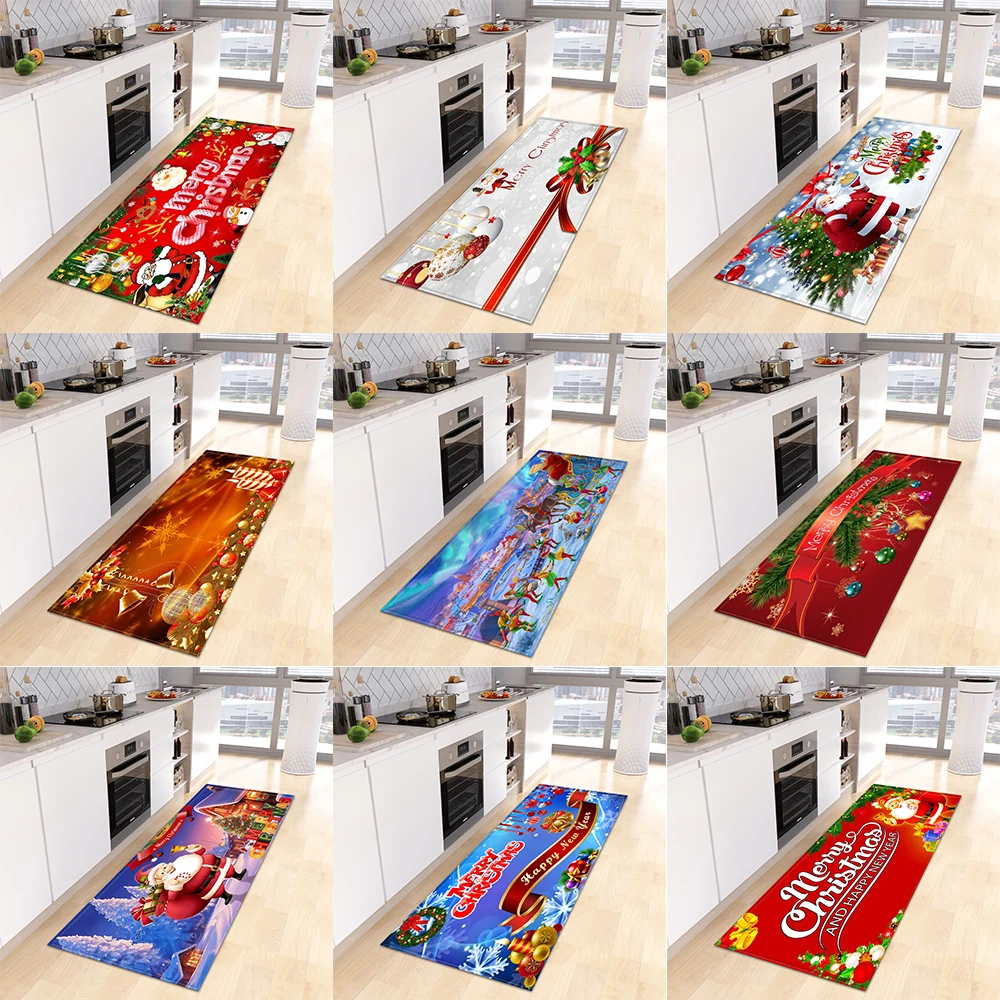 Christmas kitchen carpet house hallway entrance door mat living room floor bedroom bathroom  decoration non-slip 