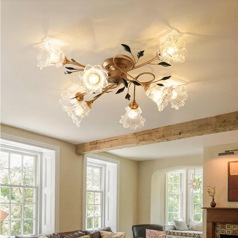 SOFITY  American Pastoral Ceiling Light LED Creativity Flower Living Room Dining Room, Bedroom Home Decoration Lights image 3