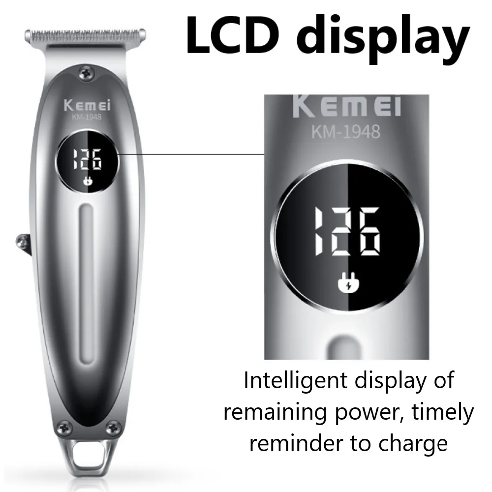 KM-1948 1949 Electric Barber Full Metal Housing Hair Trimmer for Men Lithium Lon Powerful Beard Trimmer Finishing Machine