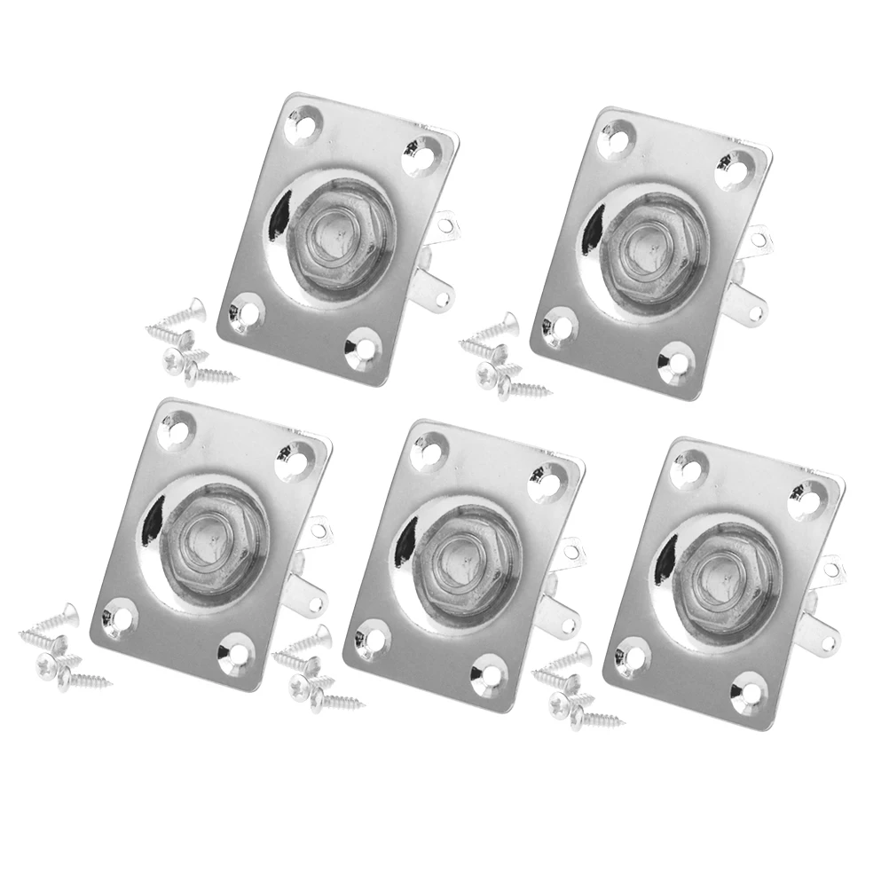 

5 Pcs Guitar Jack Plate Durable Material Easy Install Electric Guitar Parts Replacement Output Accessories Stereo Input Jackplug