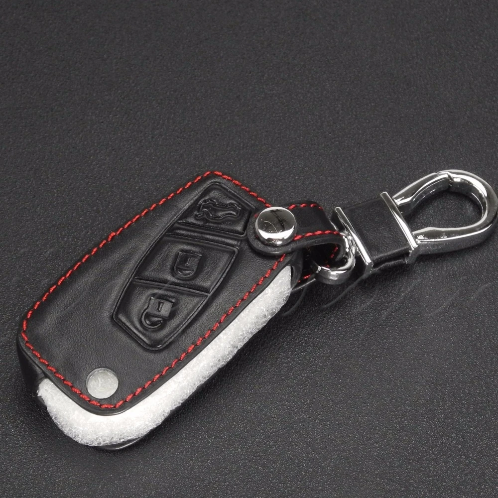 15pcs Car styling 3 buttons Genual leather car key cover case for FIAT Panda Stilo Punto Doblo Grande Bravo 500 Ducato Minibus