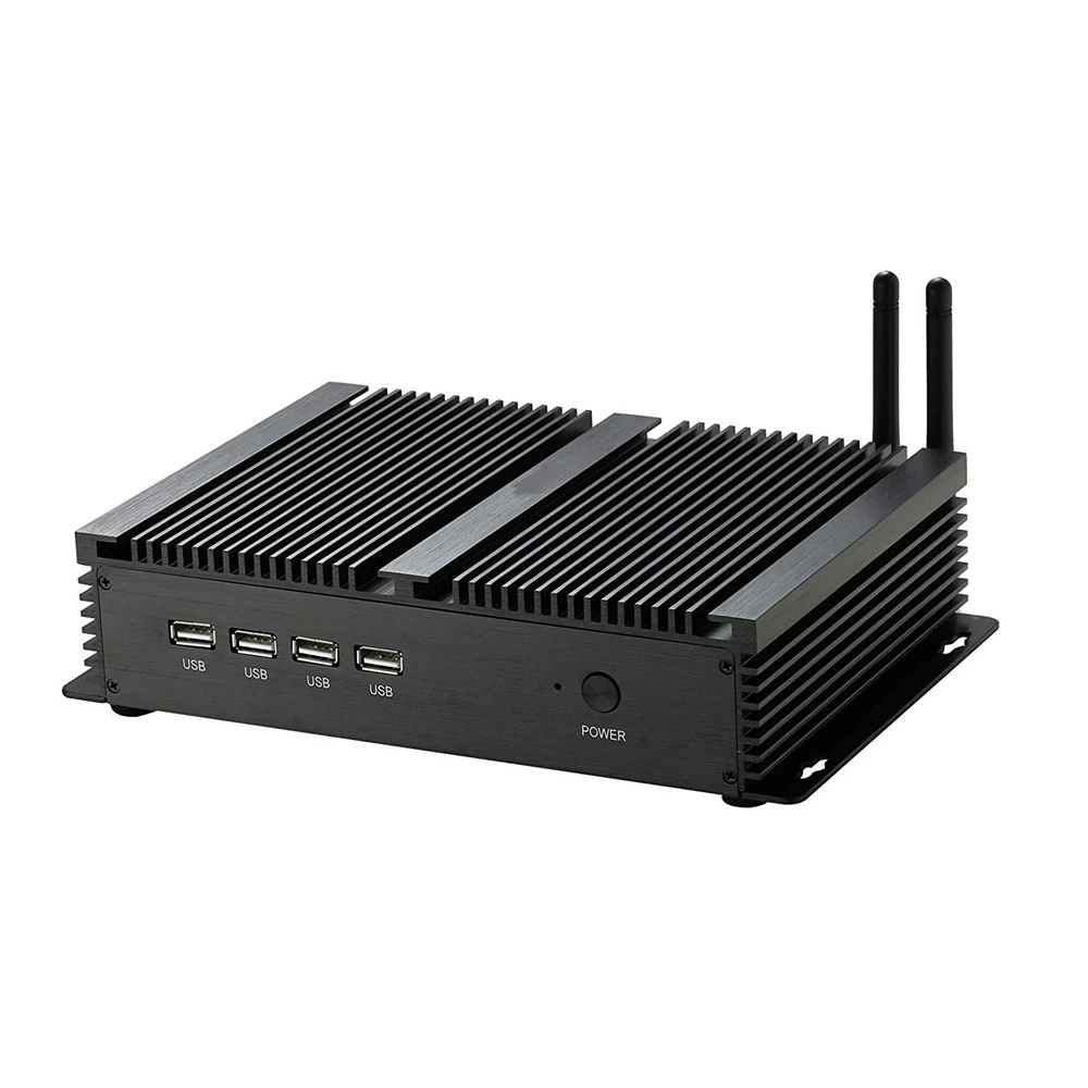 Mini PC industrial Dual Lans, Computador de Desktop Fanless, Intel i5, 3317U, 1037U, Windows XP, 7, 10, 4 x RS232, 300M, WiFi, HDMI, VGA