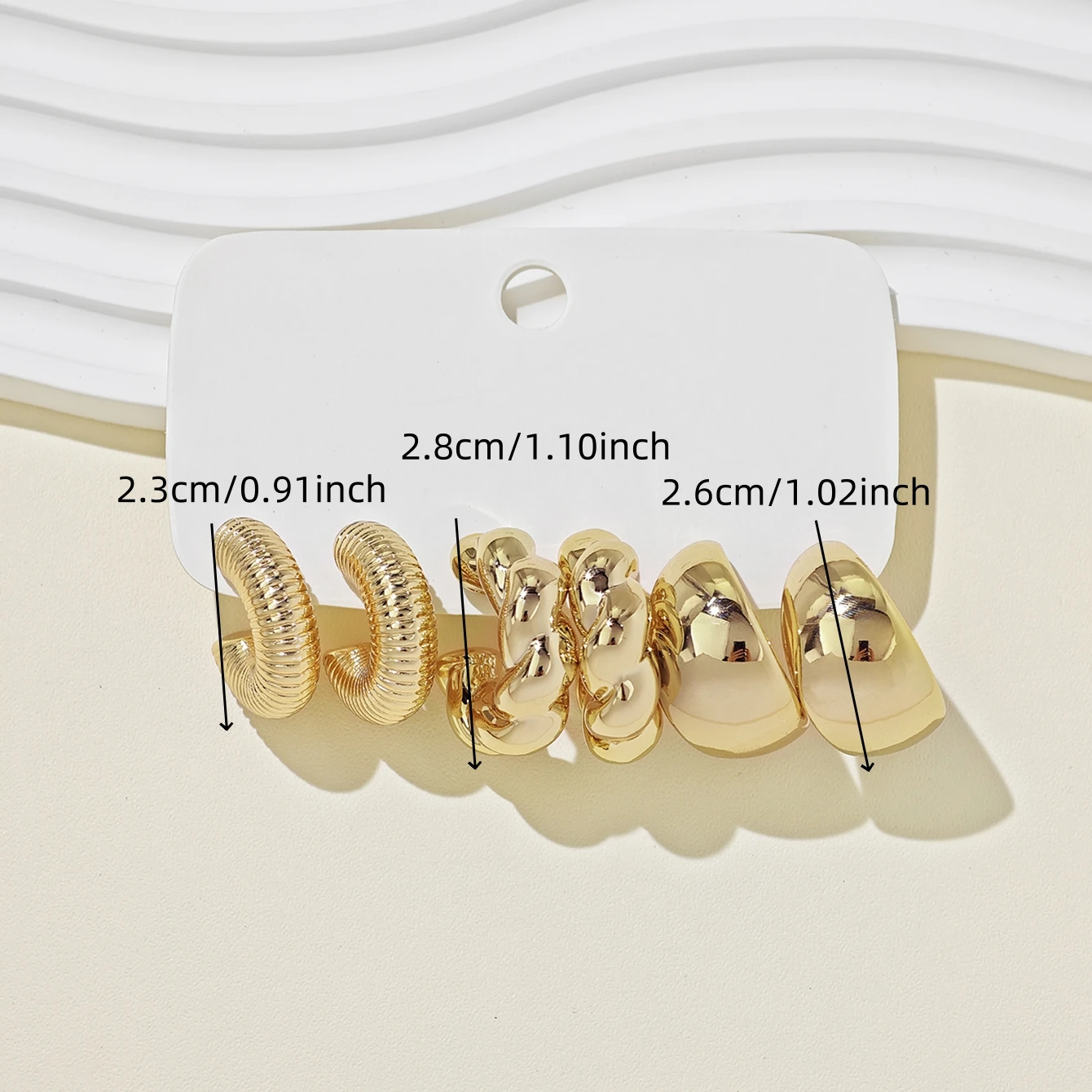 6 24pcs Cross border Hot Selling Large Water Drop Tear Drop Dangle Large C shaped Twist Wide C Hoop Earrings Set Women Daily Ver