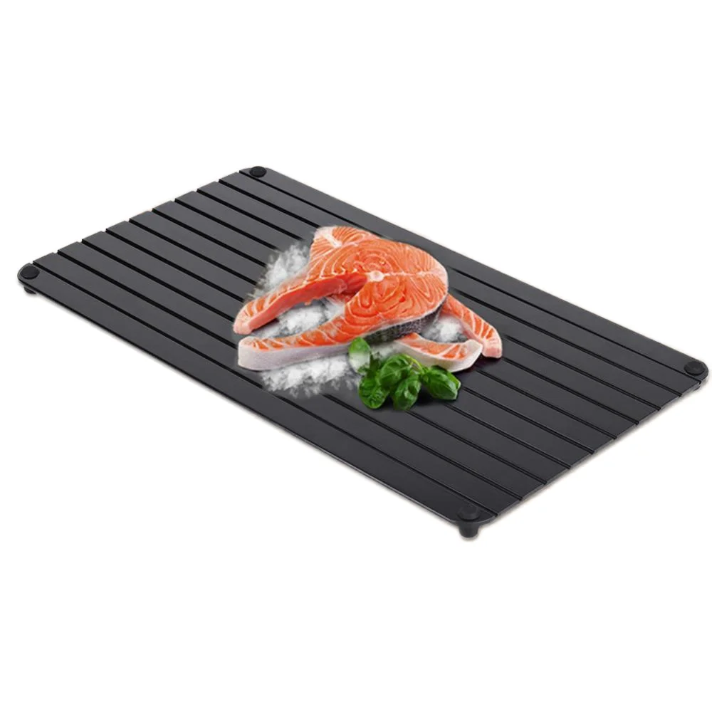 

Kitchen Accessories Food Meat Fast Defrosting Tray New Style Frozen Meat Thaw Aluminum Tray Quick Defrost Plate with Black Color