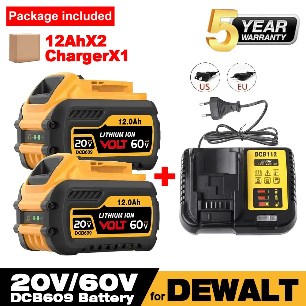 

FOR DEWALT MAX FlexVolt 20V/60V Battery Original Power Tool Compatible with DCB606 DCB205 DCB206 DCB209 DCB182 20V 60V 18000mAh