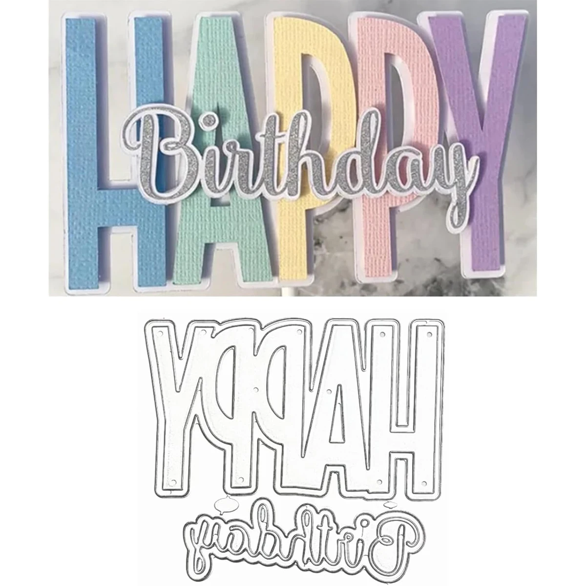 Create happy birthday metal cutting molds for handmade photo album decorations card making and DIY handicrafts