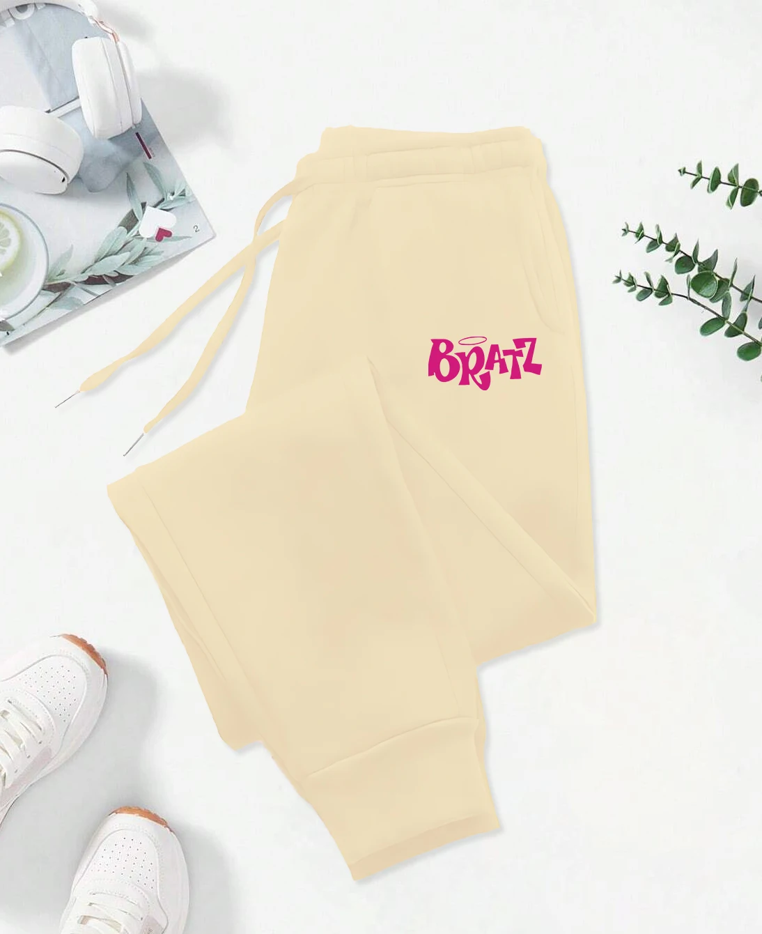 Pink Bratz Letter Print Printing Women'S Jogger Casual Basic Pants Versatile Pocket Fashion Trendy Street Sweatpants Female