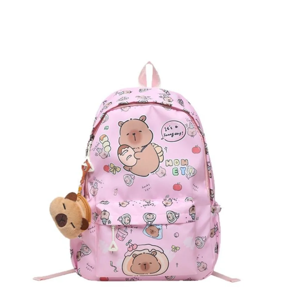 Cute Large Capacity Capybara Backpack Canvas Breathable Students Schoolbag Cartoon Ultra-light Book Bag Gifts