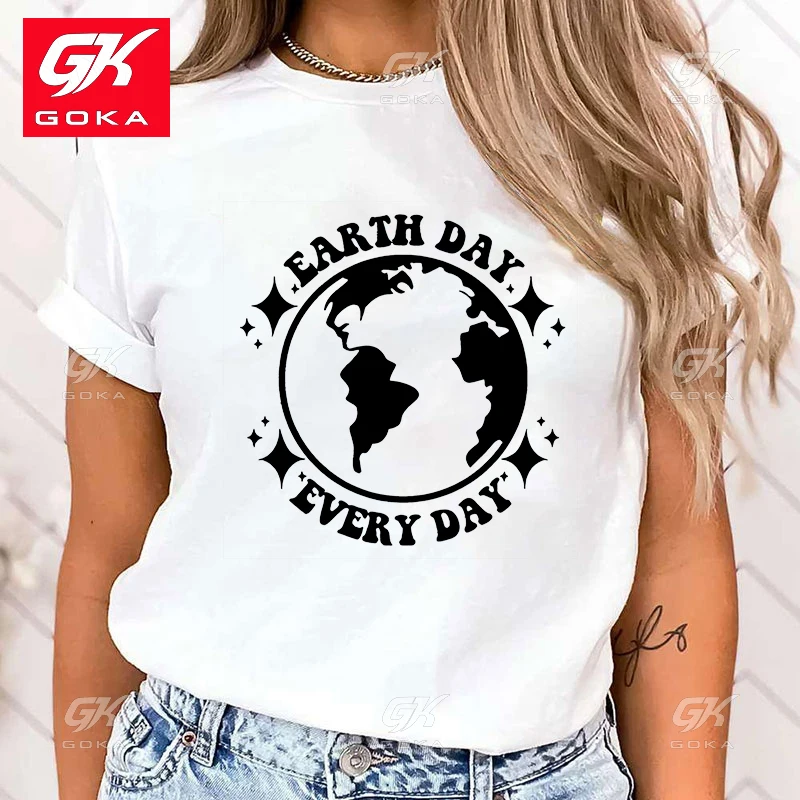 Premium Cotton T Shirt New Protect The Ocean Earth Day Every Day Print T Shirts Female Casual Short Sleeve Fashion Tops Tees