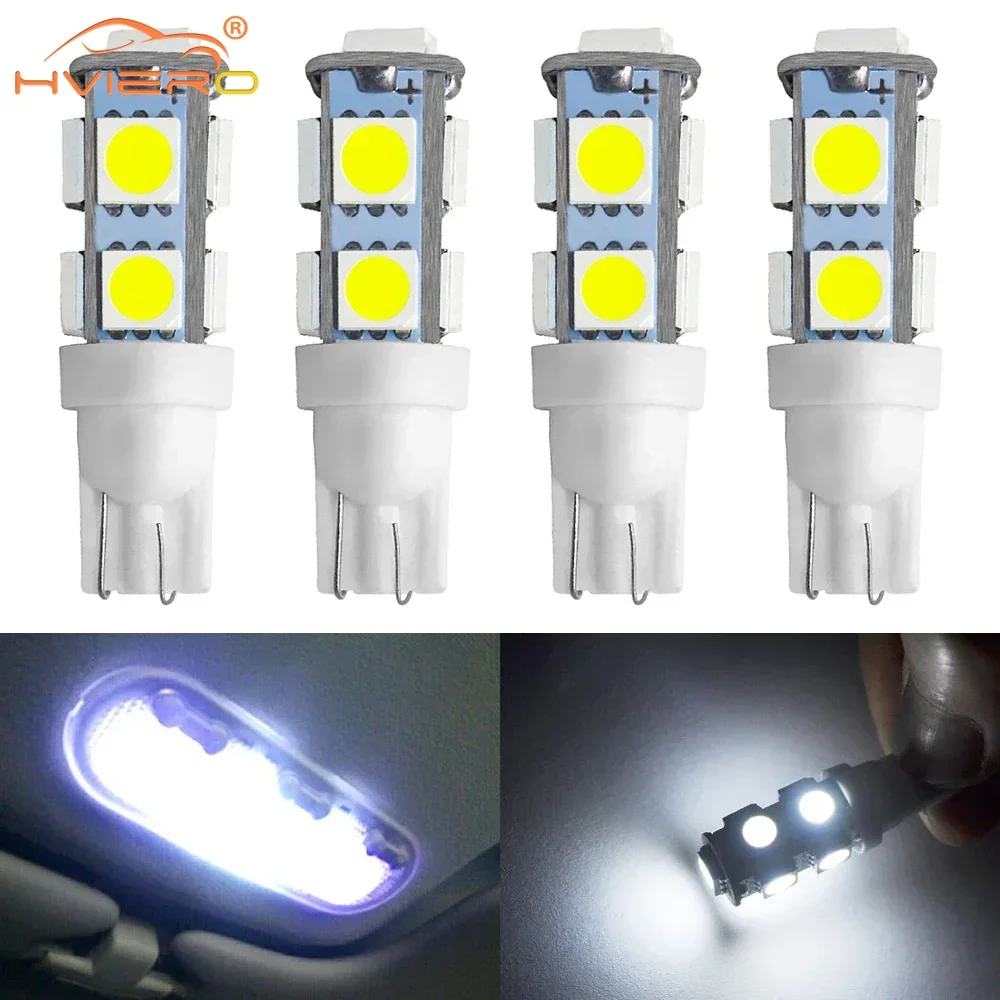 

4PCS Car T10 W5W 5050 White Waterproof 9LED 194 168 DC 12V Lights Auto Interior Bulb Reading Wedge Parking Backups Lighting Lamp