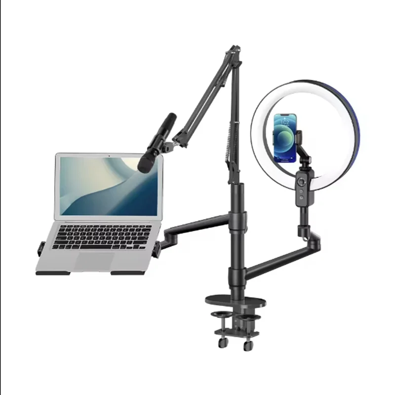 

Adjustable Beauty Selfie Ring Fill LED Lamp Light Desk Laptop Monitor Arm Stand For Live Streaming