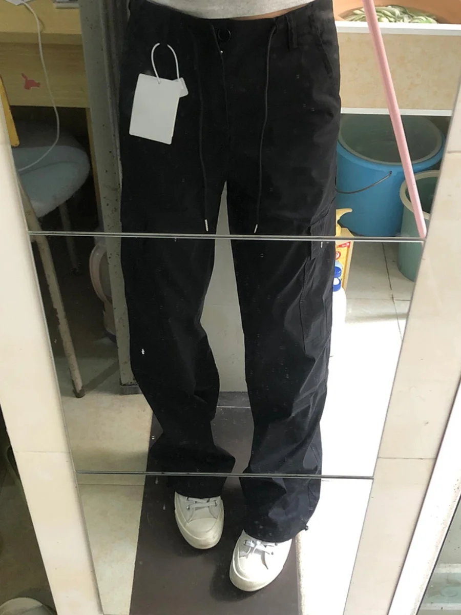 

American Retro High Waist Wide Leg Work Pants Women's Summer Design Sensation Casual Pants Trendy Floor-Length