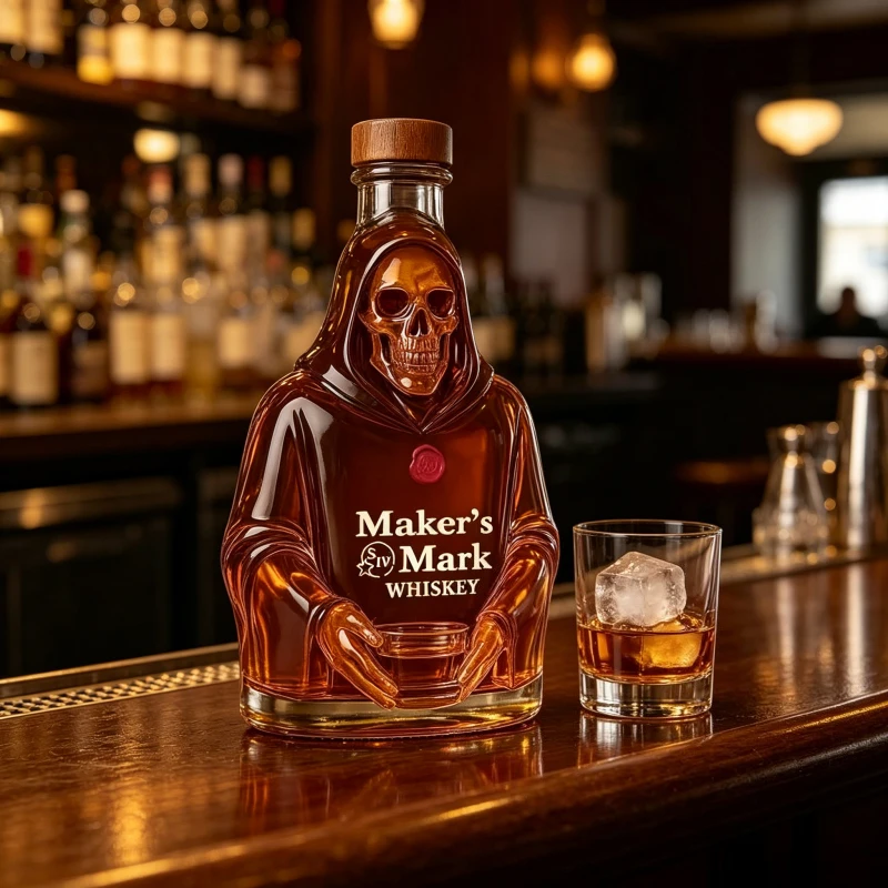 Cool Grim Reaper Whiskey Decanter Liquor Glass Bottle for Bourbon Whiskey Bar Collectible Ornament