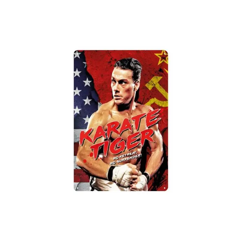 Karaté tigre jean claude van damme film affiche en métal signe en étain 20x30 cm Plaque-aluminium