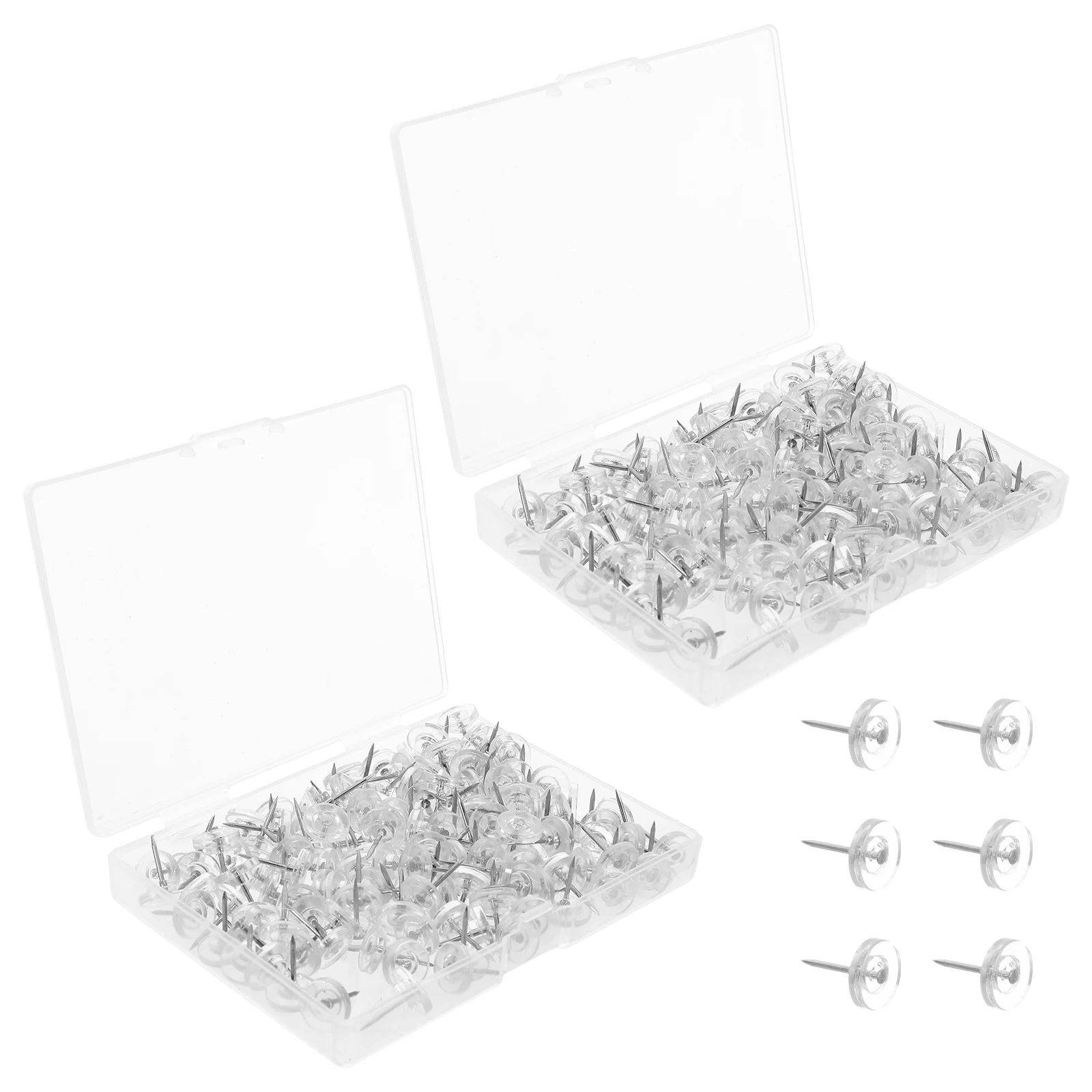 

300pcs Transparent Gear Cap Thumbtacks Clear Push Pins for Bulletin Board Cork Maps Calendar Wall Decor Office Photos Poster