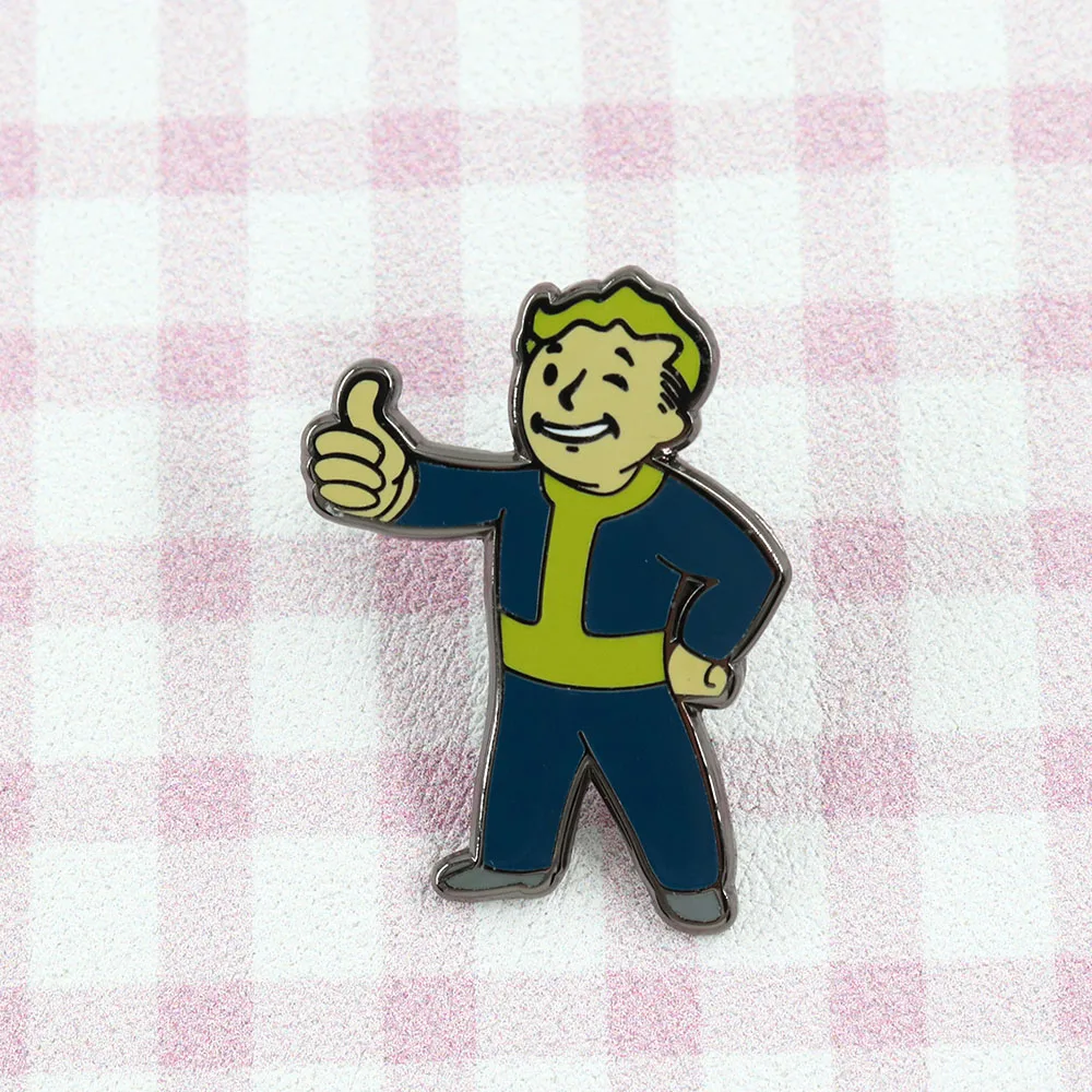 Vault Boy Badge Anime Game Character Peripheral Brooch Personalized Jewelry Enamel Pins Classic Posture Pattern Metal Pin Gift view 3
