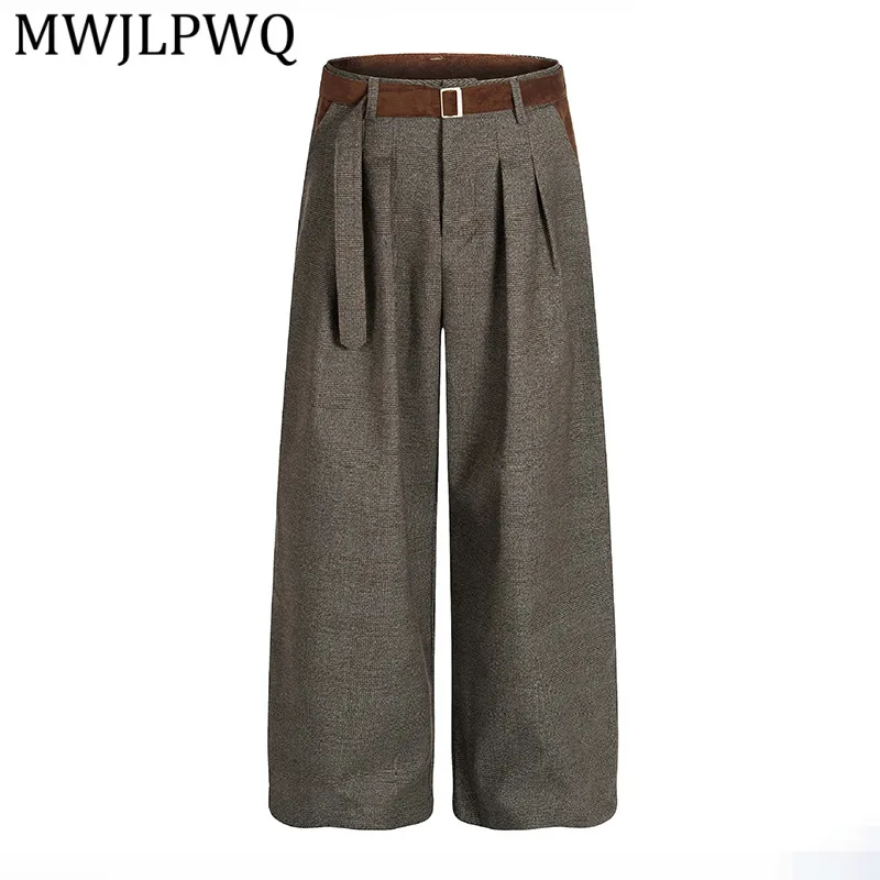 

MWJLPWQ Men's Pleated Design Elegant Style Casual Pants Men's 2026 New American Retro Wide-Leg Trousers Spring Autumn New 15872