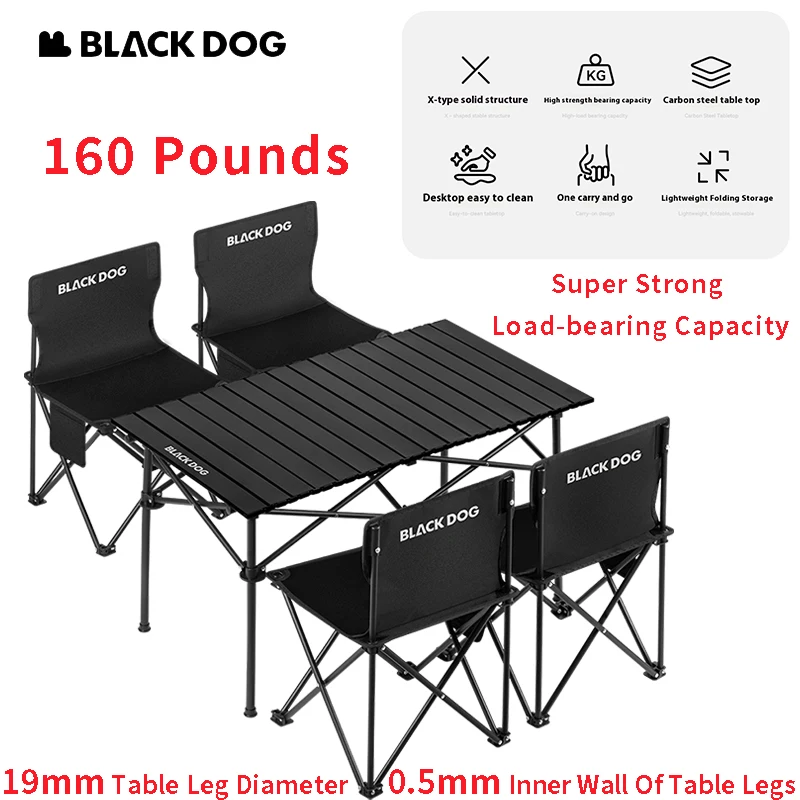 

Naturehike BLACKDOG Xi Yue One Table Four Chair Folding Set X-Shaped Stable Structure Thickened Bold Bracket Carbon Steel Easy