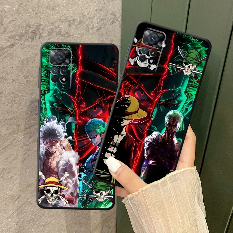 حافظة لهاتف Xiaomi Redmi Note 9S 10S 13 14 Pro Plus 9 10 11 12 Pro 7 8 11s 12s غطاء هاتف ناعم أسود قطعة واحدة موضة لوفي زورو #1